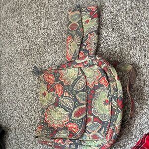 Vera Bradley Gray and Red Floral Backpack